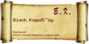 Biach Koppány névjegykártya